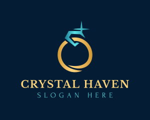 Sparkling Diamond Gold Ring logo design