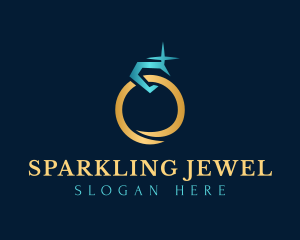 Sparkling Diamond Gold Ring logo design