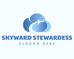 Stewardess - Cloud Plane Flight Tourism logo design