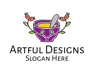 Illustration - Natural Organic Mortar & Pestle logo design