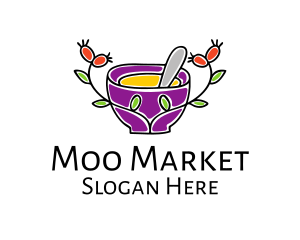 Natural Organic Mortar & Pestle logo design