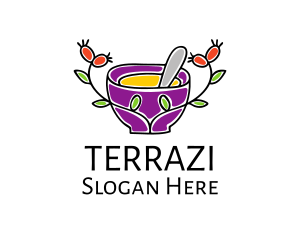 Natural Organic Mortar & Pestle logo design