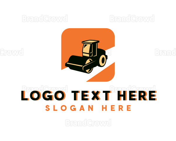 Road Roller Construction Heavy Equipment Logo