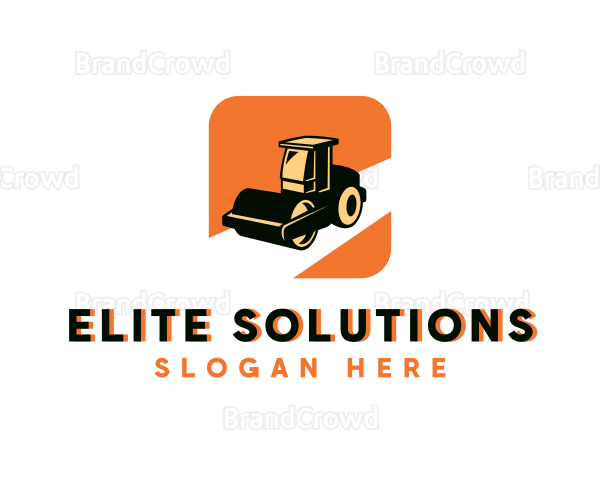 Road Roller Construction Heavy Equipment Logo