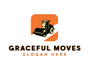 Road Roller Construction Heavy Equipment Logo