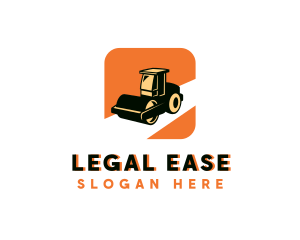 Road Roller Construction Heavy Equipment Logo