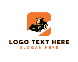 Road Roller Construction Heavy Equipment Logo