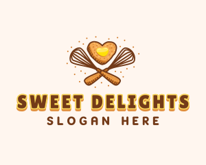 Whisk Heart Cookie logo design