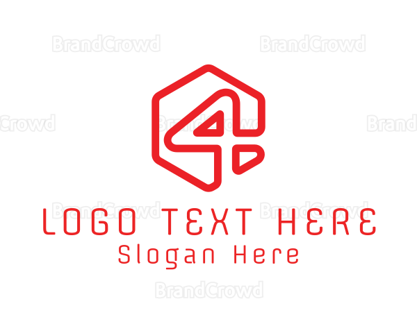 Modern Hexagon Number 4 Logo