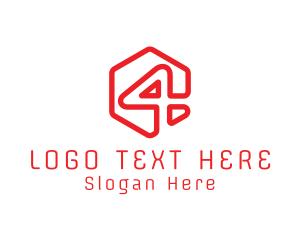 Modern Hexagon Number 4 Logo