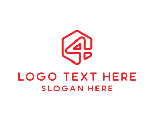 Modern Hexagon Number 4 logo design