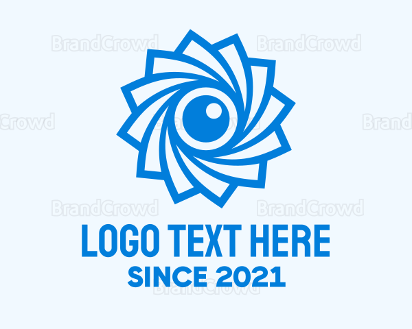 Blue Camera Shutter Flower Logo