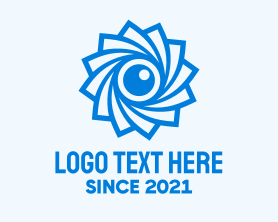 Youtuber - Blue Camera Shutter Flower logo design
