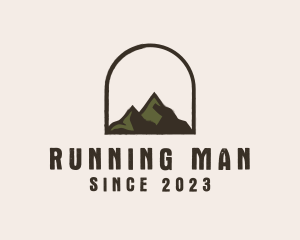 Camping - Rustic Mountain Arch Badge logo design