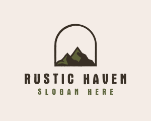 Rustic Mountain Arch Badge logo design