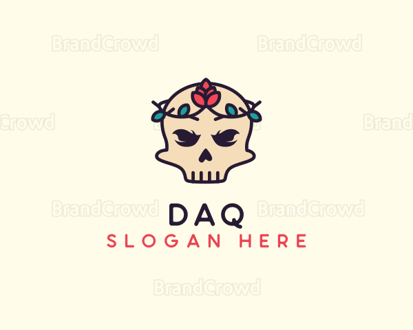 Flower Crown Skull Logo