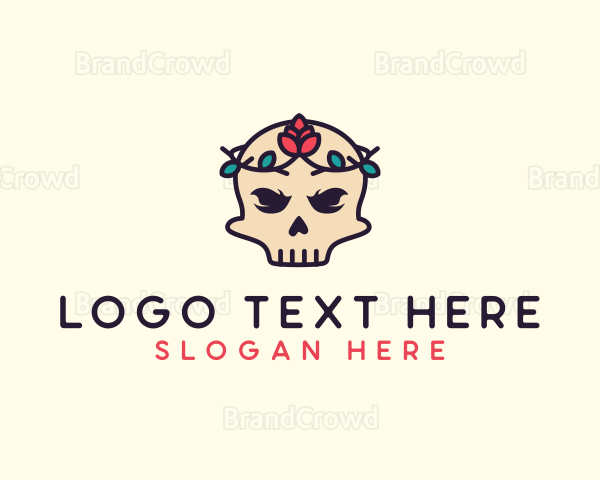 Flower Crown Skull Logo