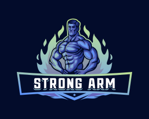 Strong Bodybuilder Man logo design