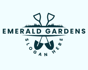 Grass Landscaping Shovel logo design