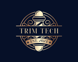 Trim - Premium Barber Pole logo design