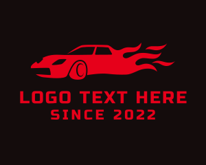 Flaming - Burning Race Car logo design