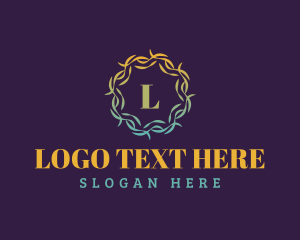 Luxury - Leaf Thorn Wreath logo design