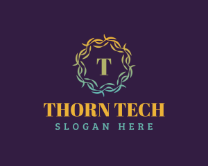 Leaf Thorn Wreath logo design