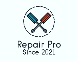 Screwdriver Repair Badge logo design