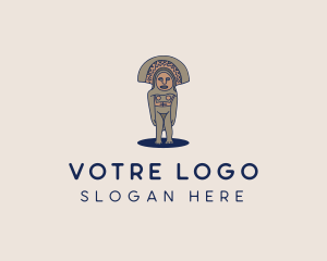 Native - Mayan Ancient Sculpture logo design