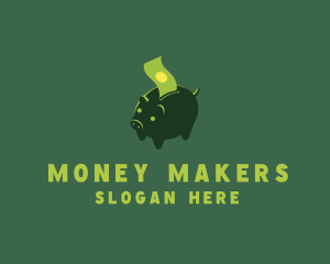 Piggy Bank Money Bill logo design