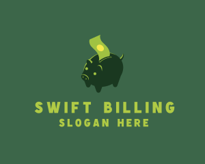 Piggy Bank Money Bill logo design