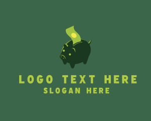 Piggy Bank Money Bill Logo