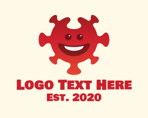 Covid 19 - Red Smiling Virus logo design