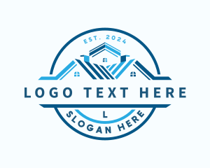 Roofing - Striped House Roof logo design