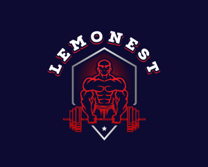 Muscle - Barbell Weightlifting Gym logo design