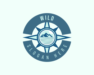 Wayfind - Compass Navigation Mountain logo design