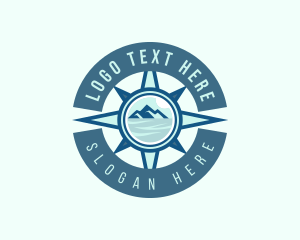 Voyage - Compass Navigation Mountain logo design