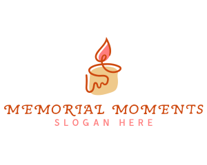 Commemoration - Candle Flame Monoline logo design
