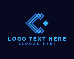 Letter C - Geometric Tile Technology logo design