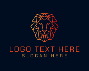 Felinology - Orange Geometric Lion logo design