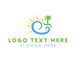Coconut Tree - Tropical Wave Travel logo design