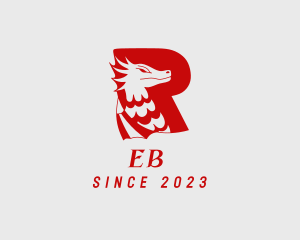 Creature - Red Dragon Letter R logo design