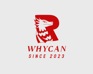 Mythology - Red Dragon Letter R logo design