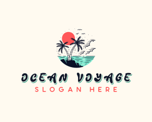 Retro Tropical Beach logo design