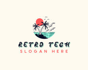 Retro Tropical Beach logo design