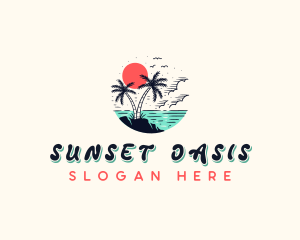 Retro Tropical Beach logo design