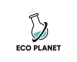 Laboratory Flask Planet logo design