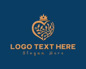 Vegan - Heart Crown Nature logo design