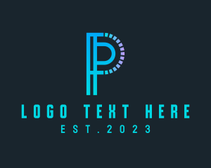 Letter P - Cyber Multimedia Technology logo design