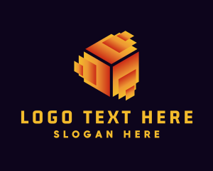 Package - Gradient Cyber Cube logo design